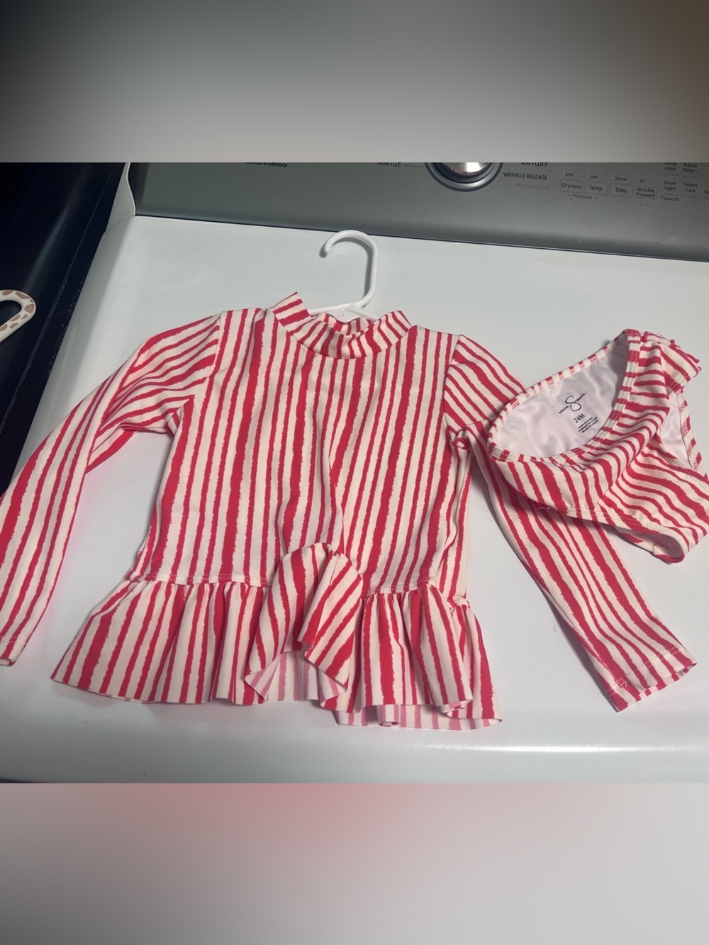 Jessica Simpson Red and White Striped Kids Rash Guard Set